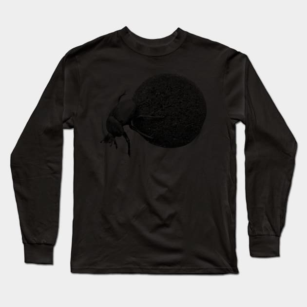 Dung Beetle Rolling Dung Ball African Wildlife Long Sleeve T-Shirt by scotch